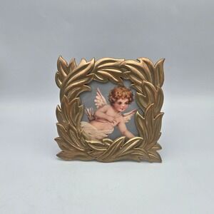 Ornate Brushed Brass Picture Frame Leaf Design Table Top Charpente 5.5" Square